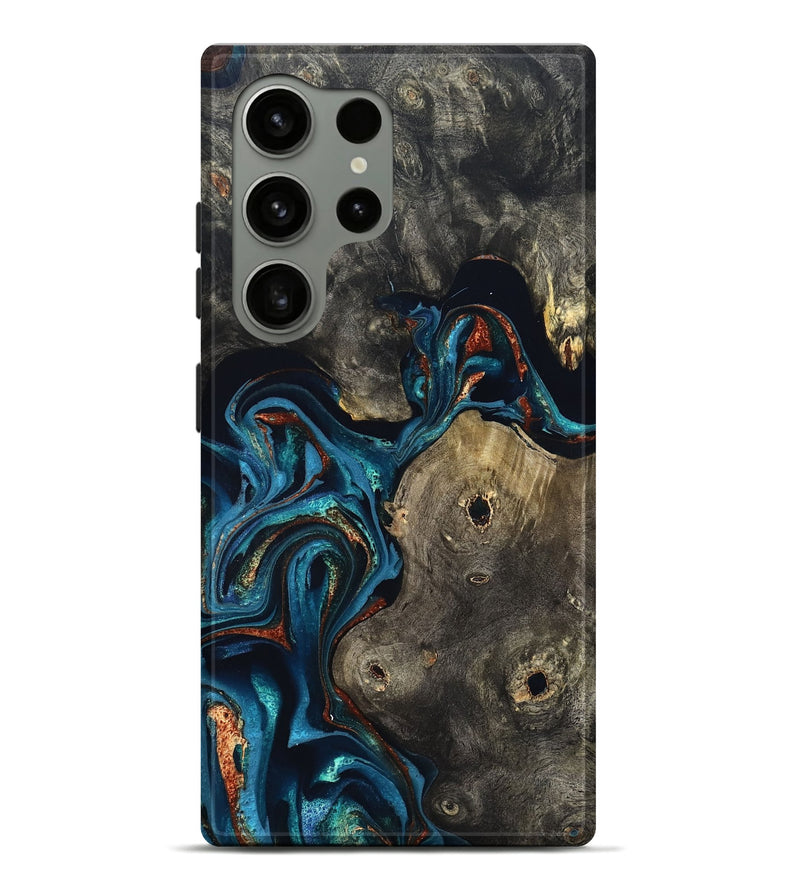 Galaxy S24 Ultra Wood Live Edge Phone Case - Harlow (Teal & Gold, 819986)