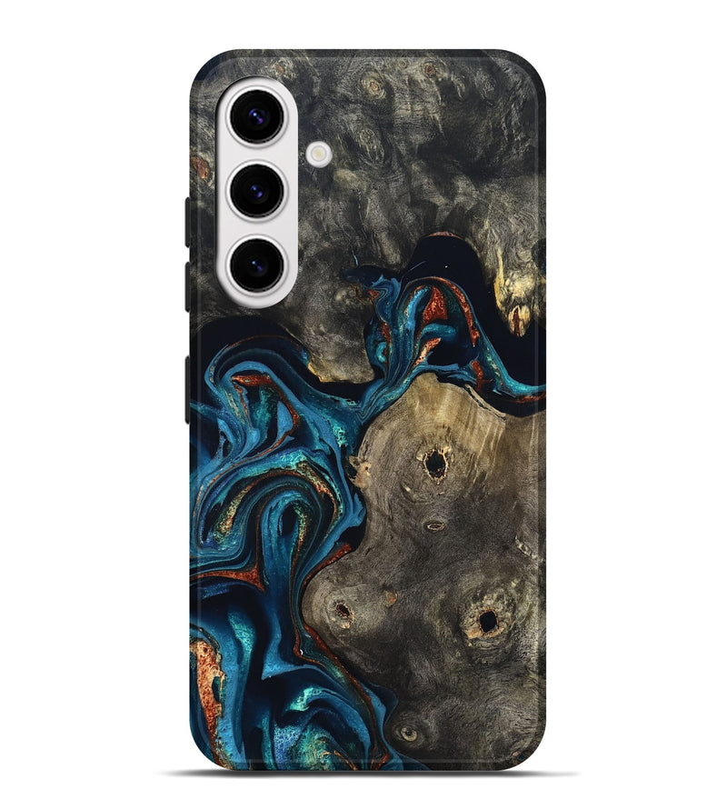 Galaxy S25 Plus Wood Live Edge Phone Case - Harlow (Teal & Gold, 819986)