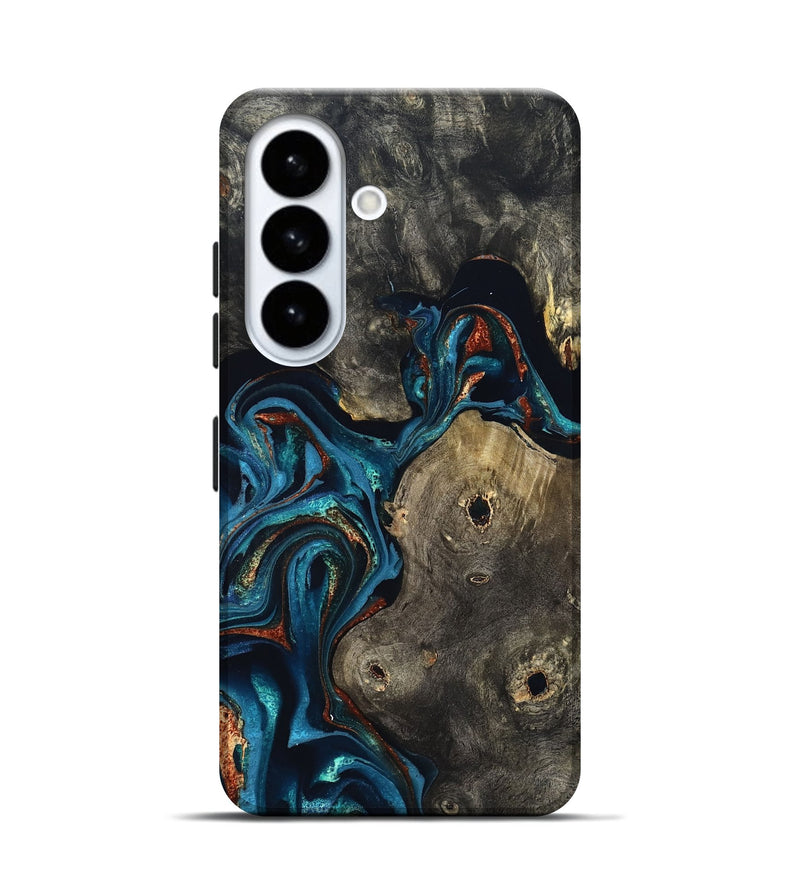 Galaxy S26 Wood Live Edge Phone Case - Harlow (Teal & Gold, 819986)