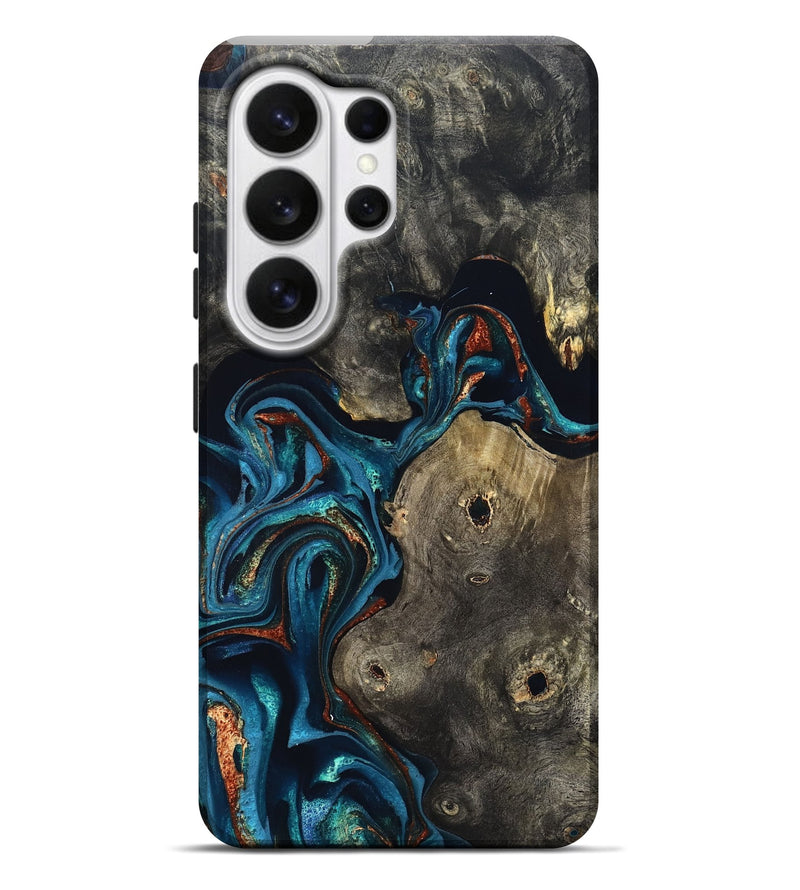 Galaxy S26 Ultra Wood Live Edge Phone Case - Harlow (Teal & Gold, 819986)