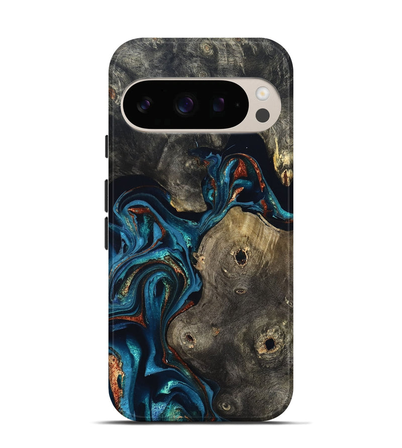 Pixel 10 Wood Live Edge Phone Case - Harlow (Teal & Gold, 819986)
