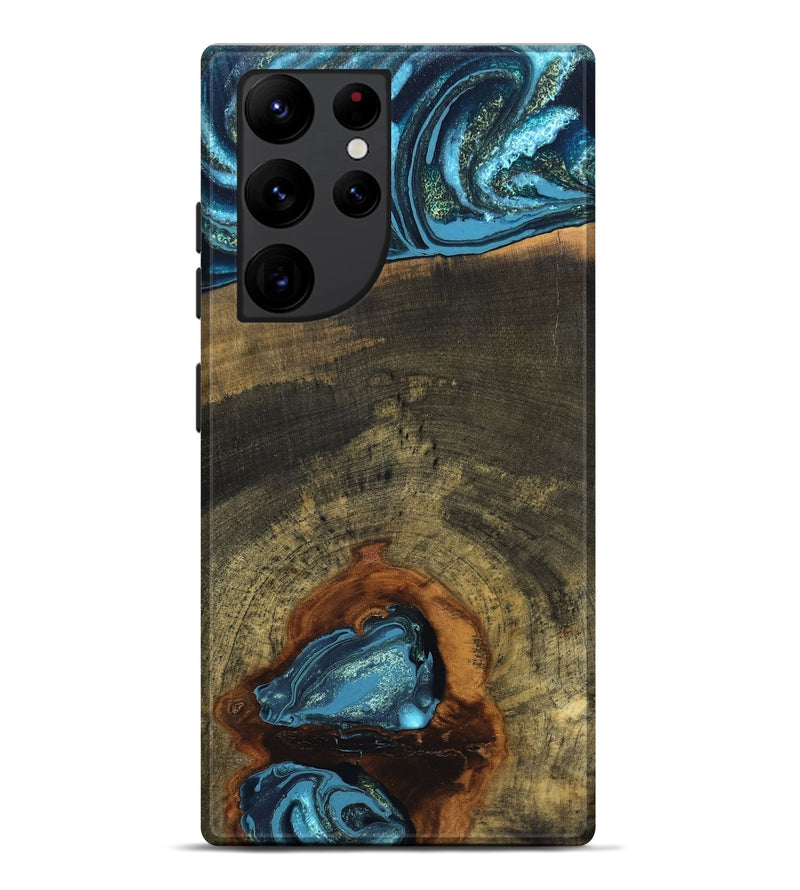Galaxy S22 Ultra Wood Live Edge Phone Case - Cole (Teal & Gold, 819988)