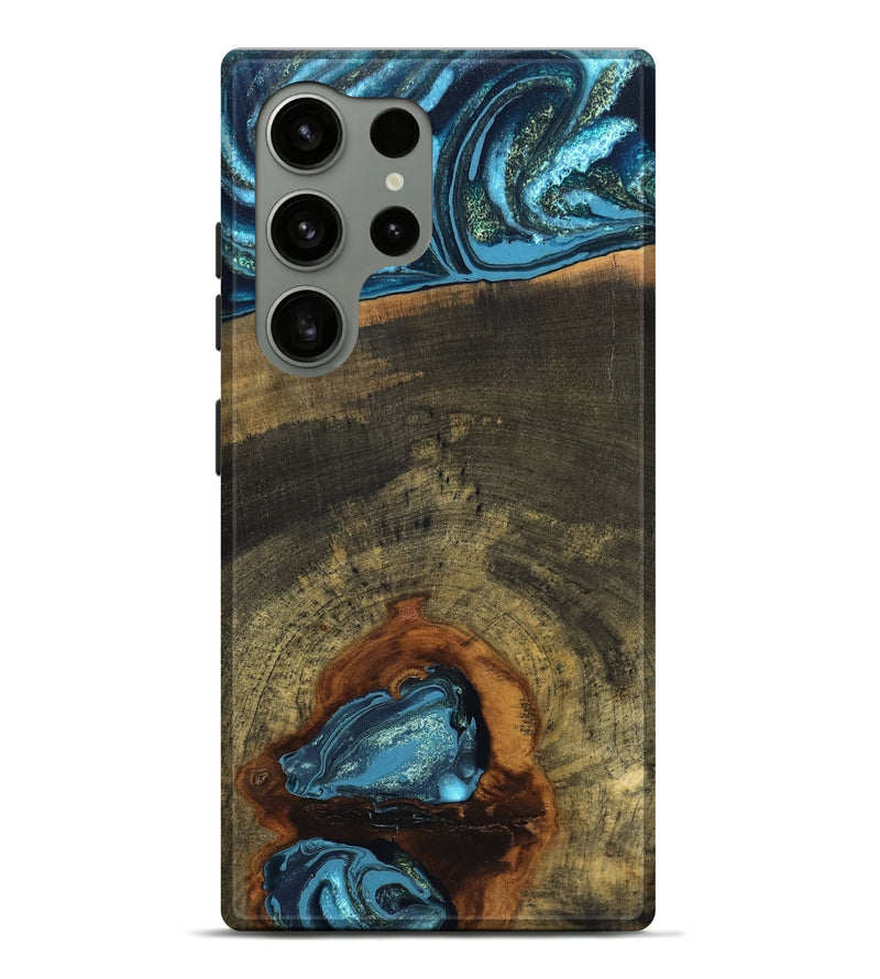 Galaxy S24 Ultra Wood Live Edge Phone Case - Cole (Teal & Gold, 819988)