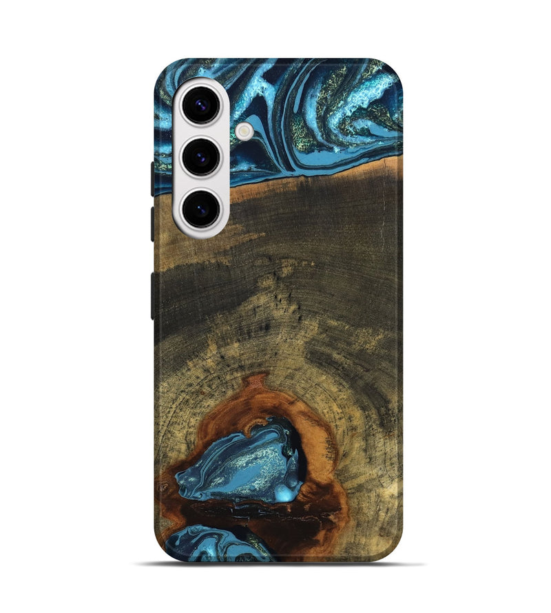 Galaxy S25 Wood Live Edge Phone Case - Cole (Teal & Gold, 819988)