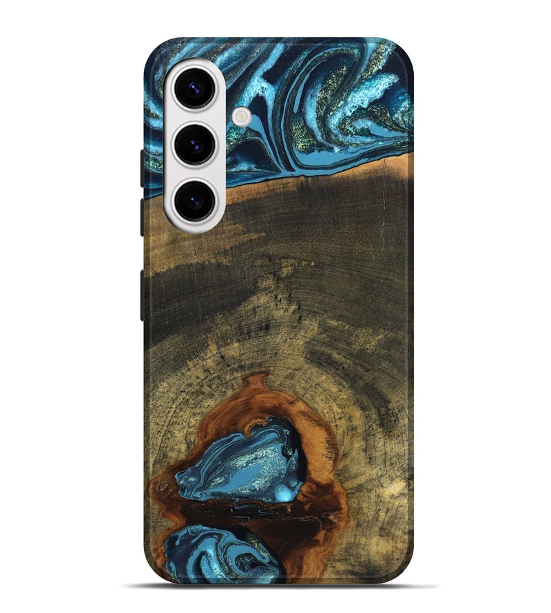 Galaxy S25 Plus Wood Live Edge Phone Case - Cole (Teal & Gold, 819988)
