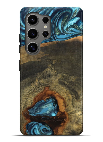 Galaxy S25 Ultra Wood Live Edge Phone Case - Cole (Teal & Gold, 819988)