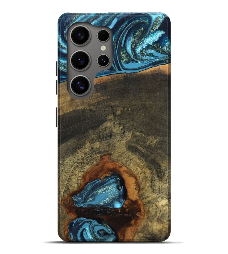 Galaxy S25 Ultra Wood Live Edge Phone Case - Cole (Teal & Gold, 819988)