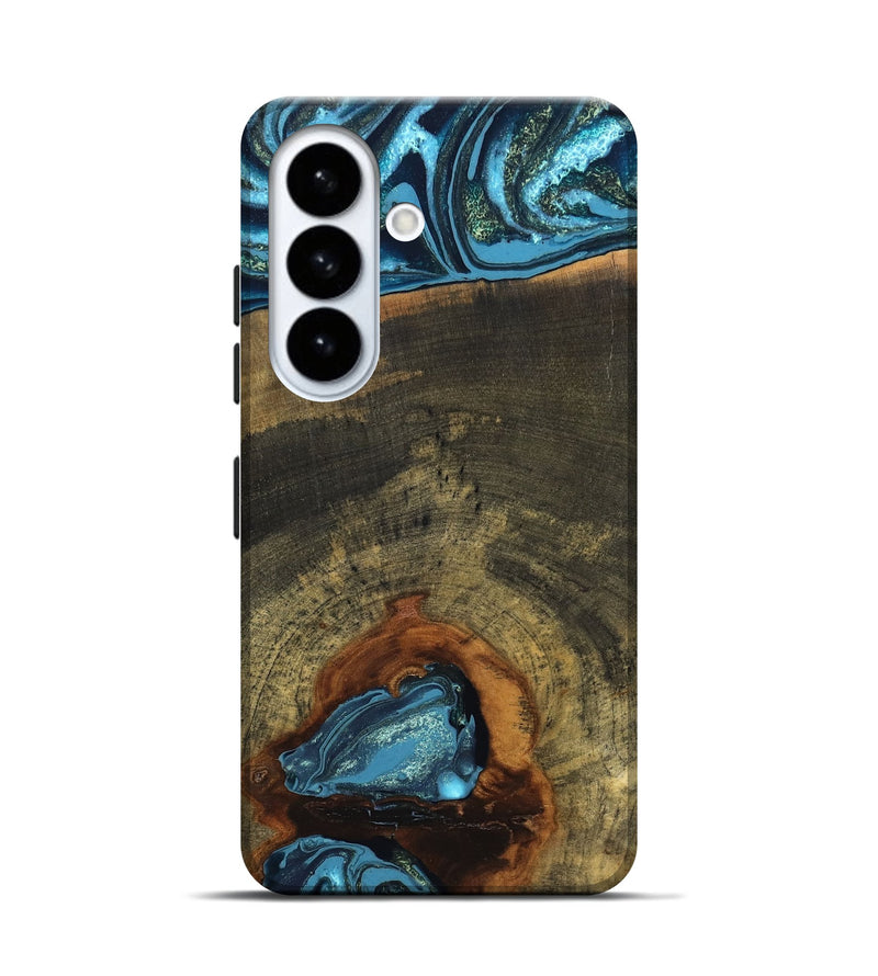 Galaxy S26 Wood Live Edge Phone Case - Cole (Teal & Gold, 819988)
