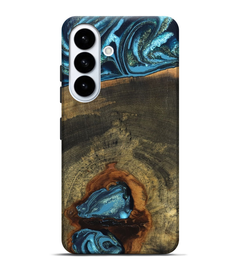 Galaxy S26 Plus Wood Live Edge Phone Case - Cole (Teal & Gold, 819988)