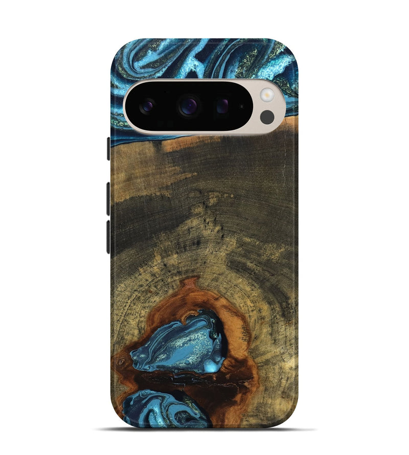 Pixel 10 Wood Live Edge Phone Case - Cole (Teal & Gold, 819988)