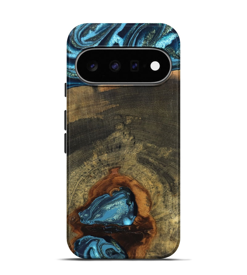 Pixel 11 Pro Wood Live Edge Phone Case - Cole (Teal & Gold, 819988)