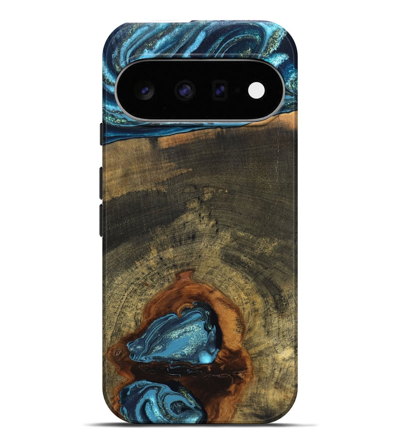 Pixel 11 Pro XL Wood Live Edge Phone Case - Cole (Teal & Gold, 819988)