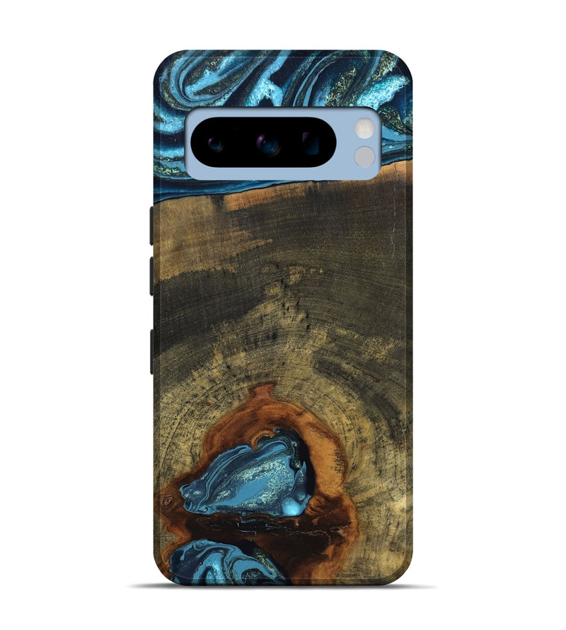Pixel 8 Pro Wood Live Edge Phone Case - Cole (Teal & Gold, 819988)