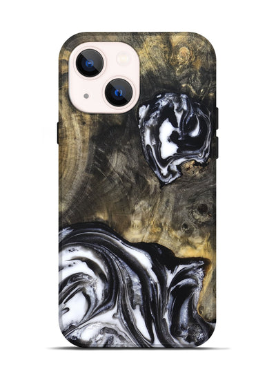 iPhone 14 Wood Live Edge Phone Case - Tory (Black & White, 819989)