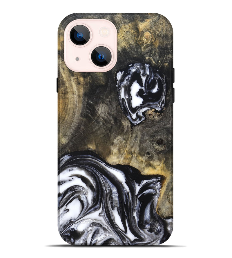 iPhone 14 Plus Wood Live Edge Phone Case - Tory (Black & White, 819989)