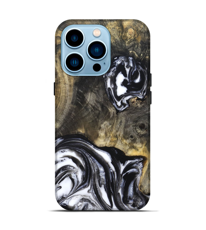 iPhone 14 Pro Wood Live Edge Phone Case - Tory (Black & White, 819989)
