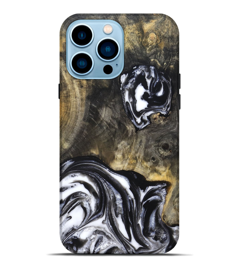 iPhone 14 Pro Max Wood Live Edge Phone Case - Tory (Black & White, 819989)