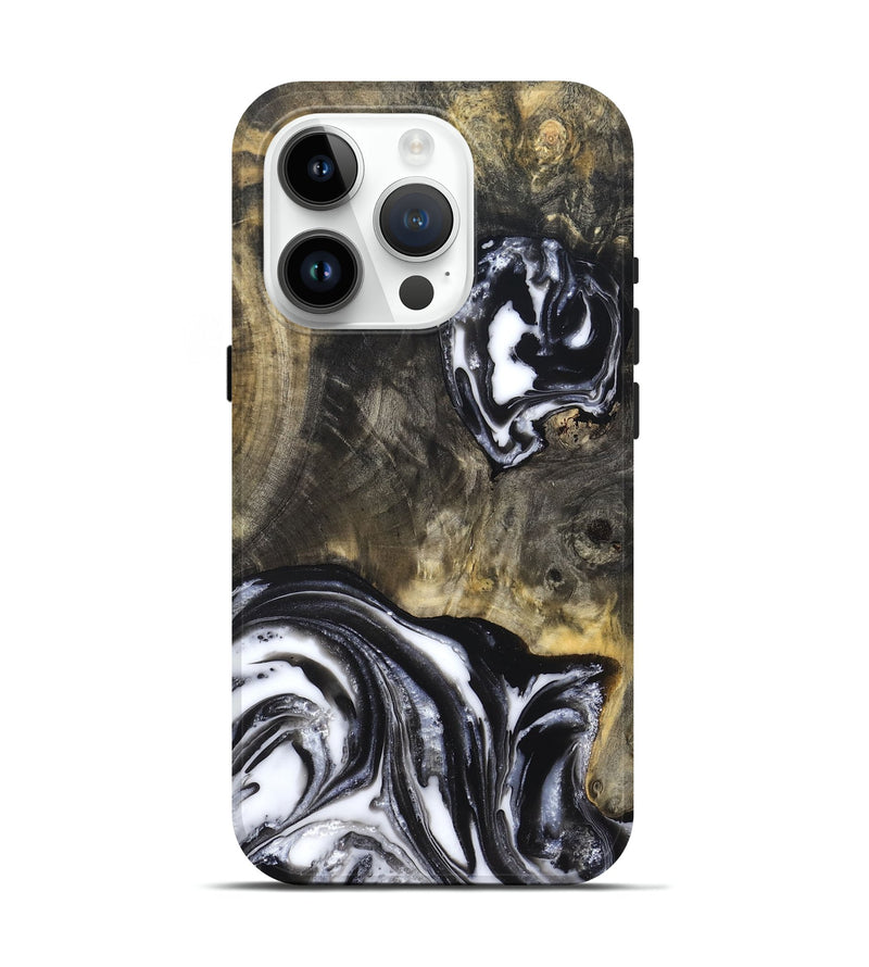 iPhone 15 Pro Wood Live Edge Phone Case - Tory (Black & White, 819989)
