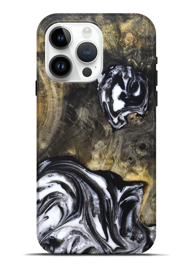 iPhone 15 Pro Max Wood Live Edge Phone Case - Tory (Black & White, 819989)