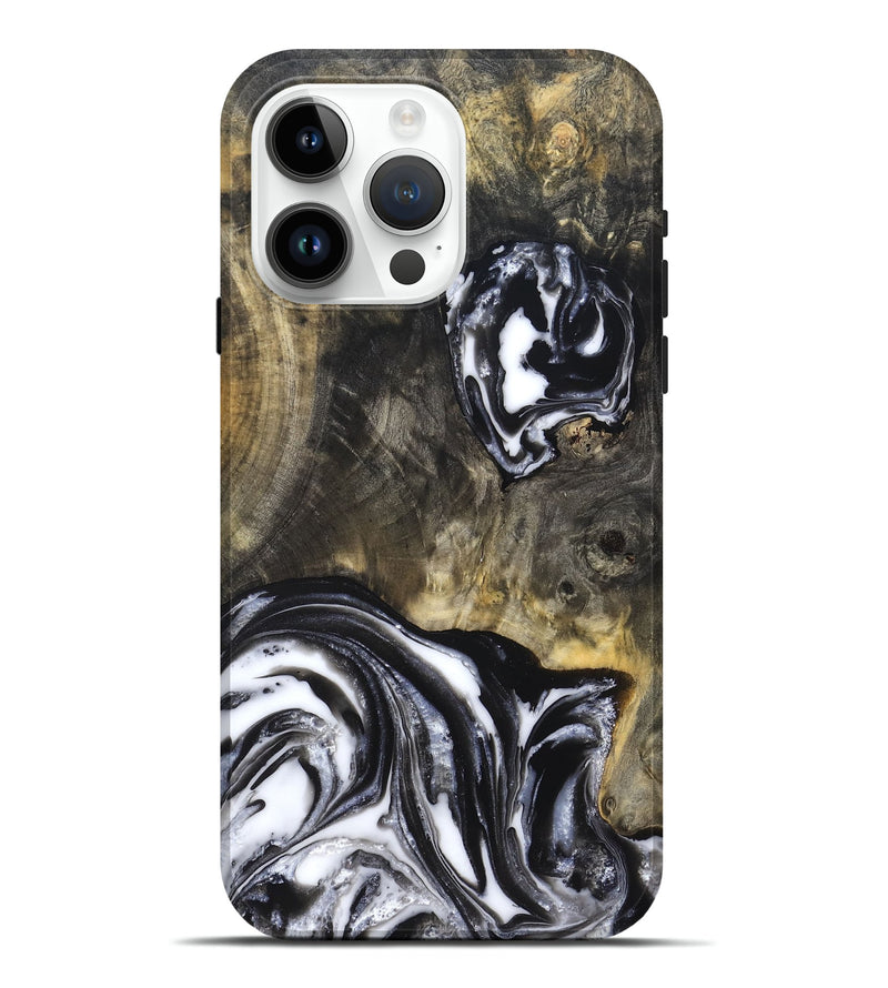 iPhone 15 Pro Max Wood Live Edge Phone Case - Tory (Black & White, 819989)