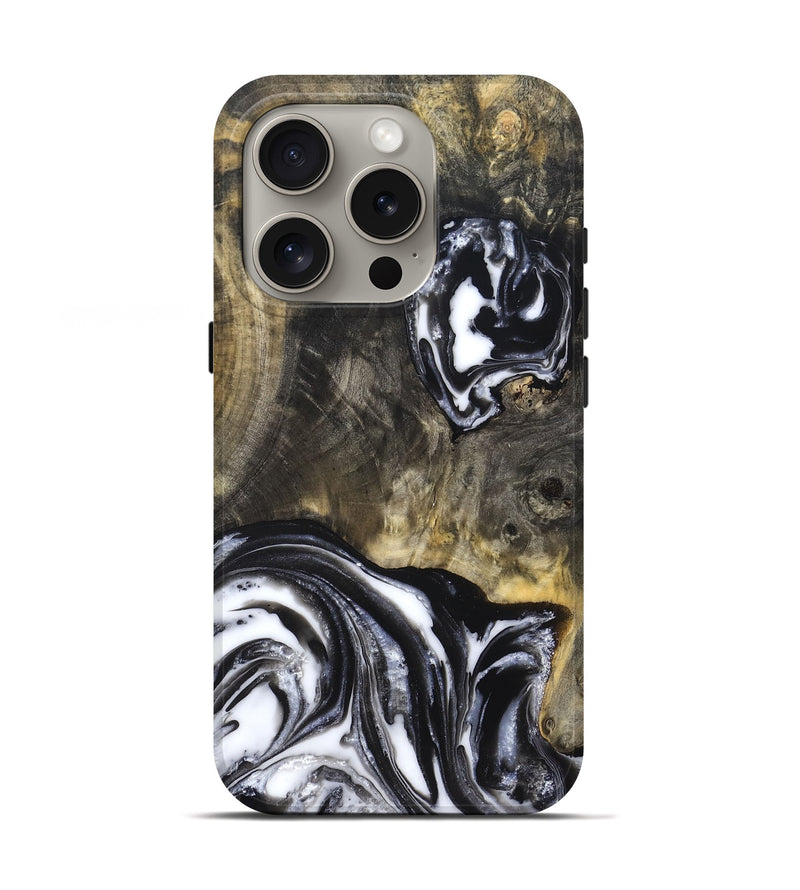 iPhone 16 Pro Wood Live Edge Phone Case - Tory (Black & White, 819989)