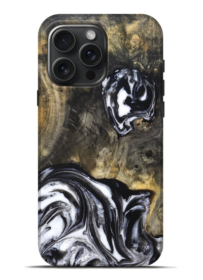 iPhone 16 Pro Max Wood Live Edge Phone Case - Tory (Black & White, 819989)