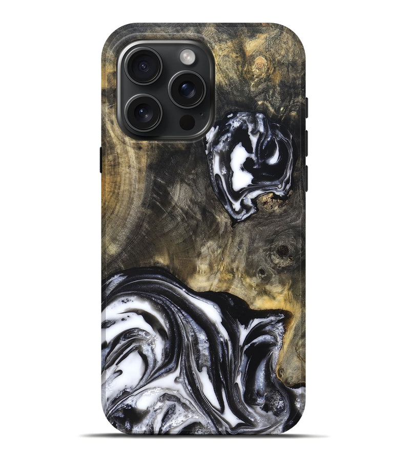 iPhone 16 Pro Max Wood Live Edge Phone Case - Tory (Black & White, 819989)