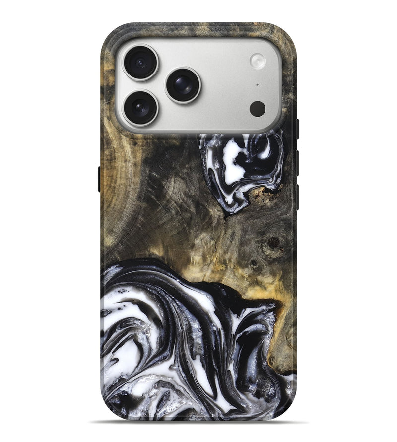iPhone 17 Pro Max Wood Live Edge Phone Case - Tory (Black & White, 819989)