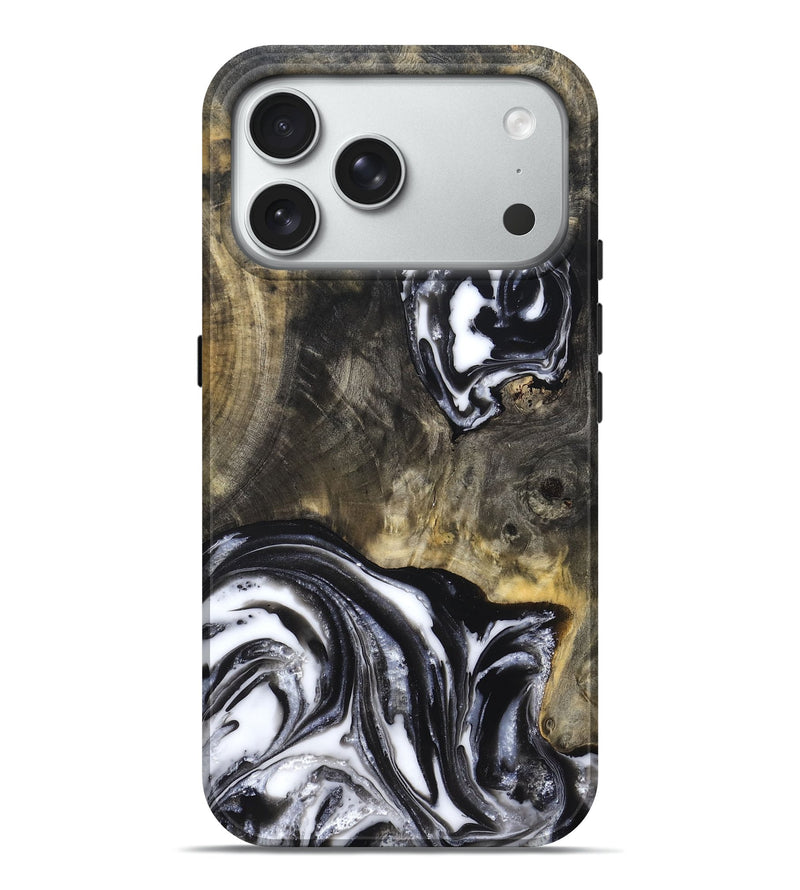 iPhone 18 Pro Max Wood Live Edge Phone Case - Tory (Black & White, 819989)