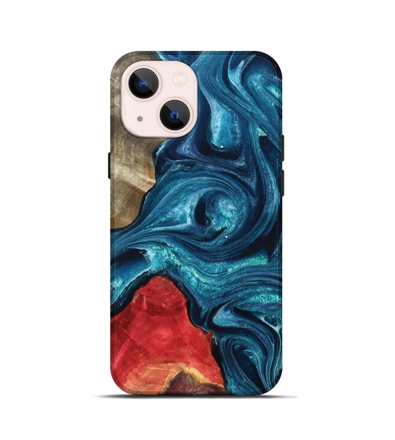 iPhone 13 mini Wood Live Edge Phone Case - Easton (Blue, 819990)