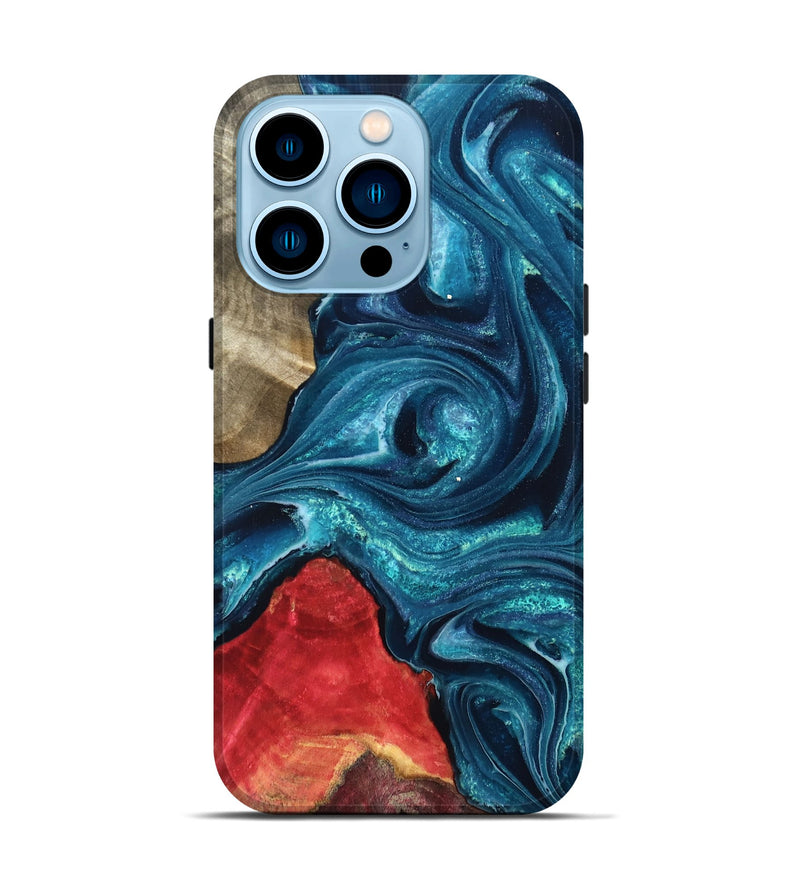 iPhone 14 Pro Wood Live Edge Phone Case - Easton (Blue, 819990)