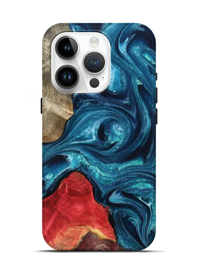 iPhone 15 Pro Wood Live Edge Phone Case - Easton (Blue, 819990)