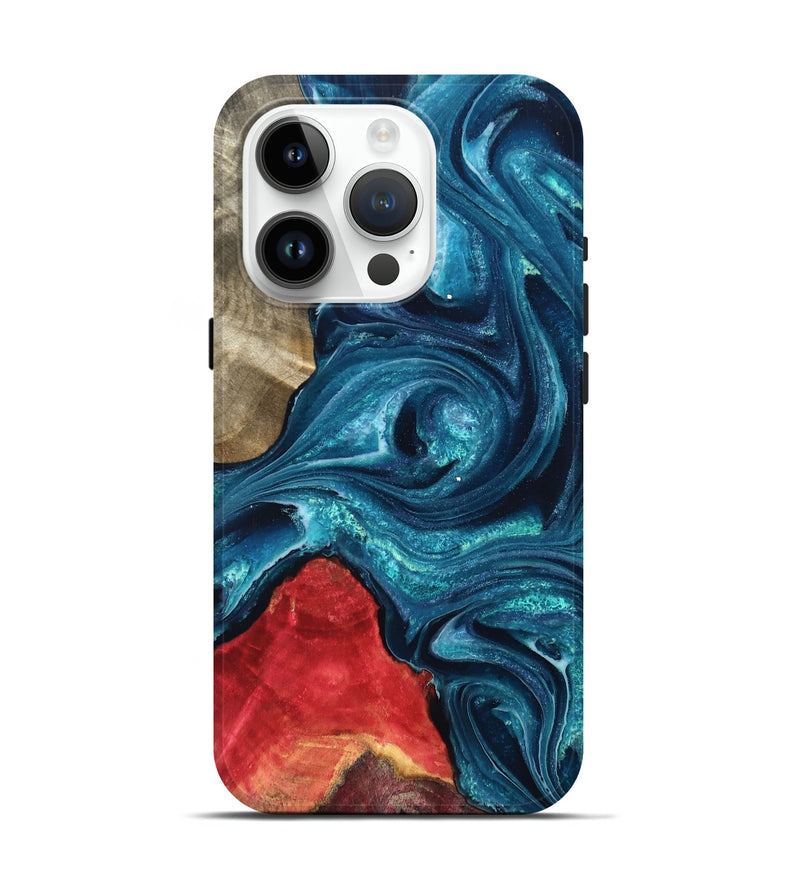 iPhone 15 Pro Wood Live Edge Phone Case - Easton (Blue, 819990)