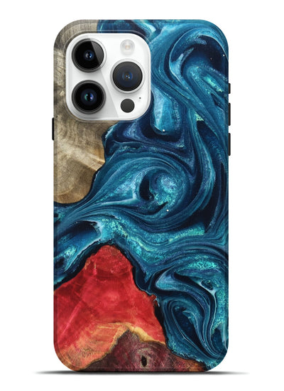 iPhone 15 Pro Max Wood Live Edge Phone Case - Easton (Blue, 819990)