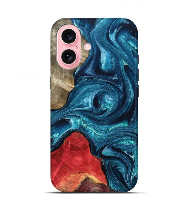 iPhone 16 Wood Live Edge Phone Case - Easton (Blue, 819990)
