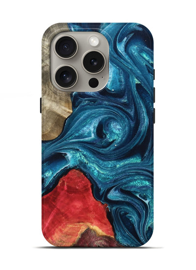 iPhone 16 Pro Wood Live Edge Phone Case - Easton (Blue, 819990)