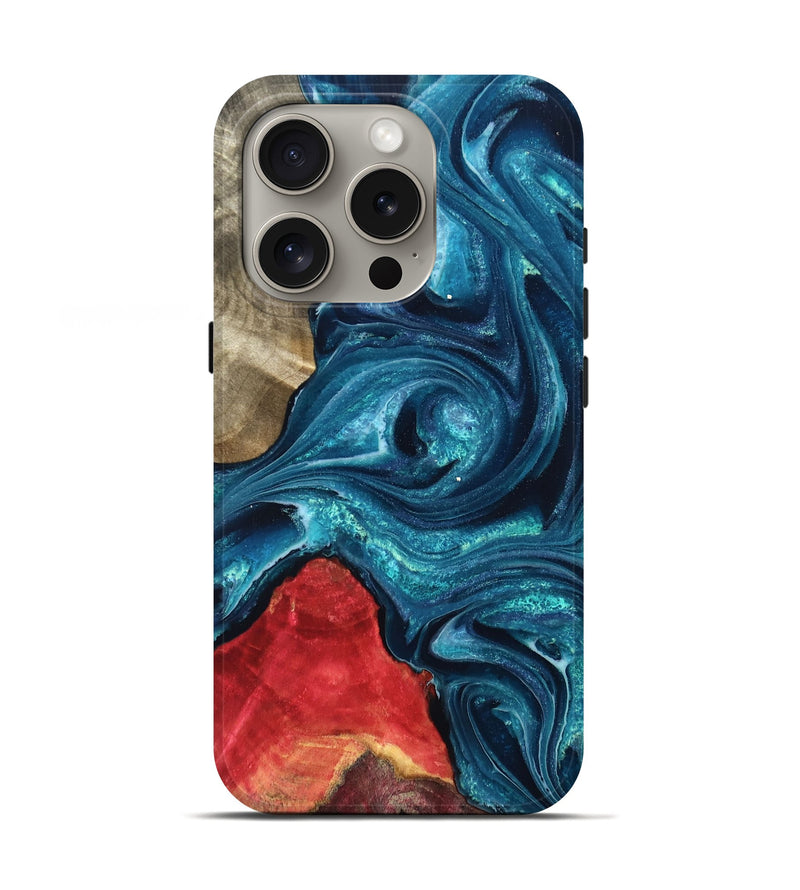 iPhone 16 Pro Wood Live Edge Phone Case - Easton (Blue, 819990)