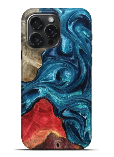 iPhone 16 Pro Max Wood Live Edge Phone Case - Easton (Blue, 819990)