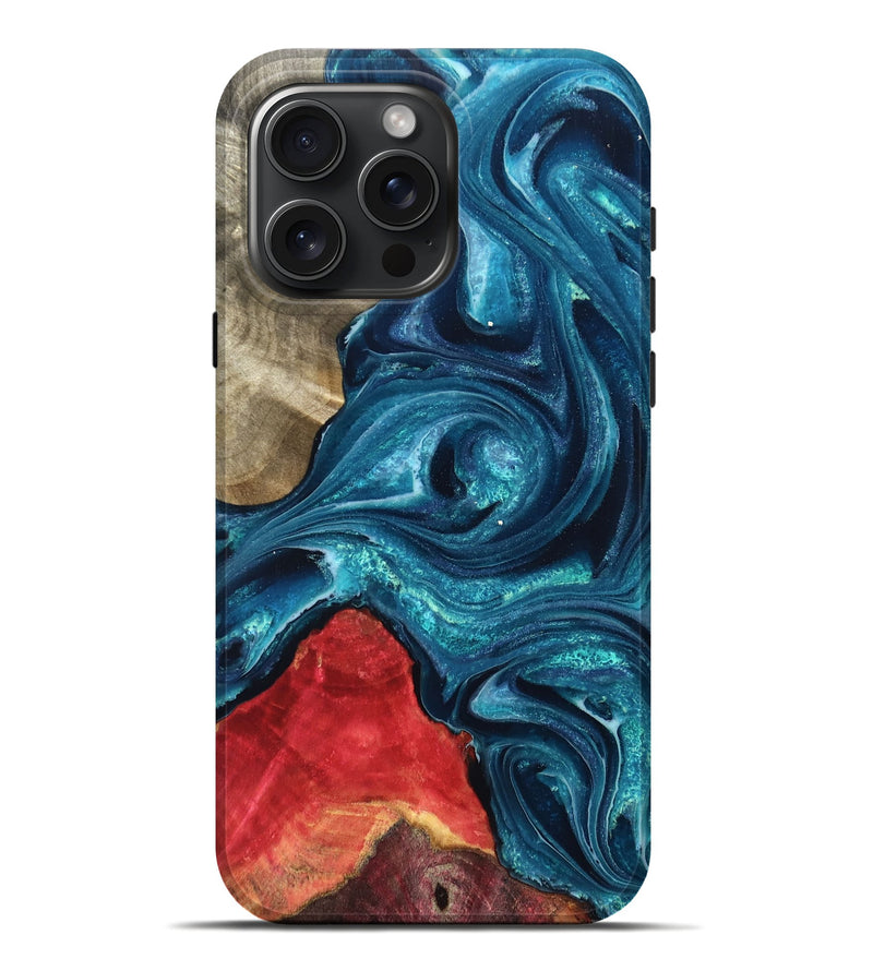 iPhone 16 Pro Max Wood Live Edge Phone Case - Easton (Blue, 819990)