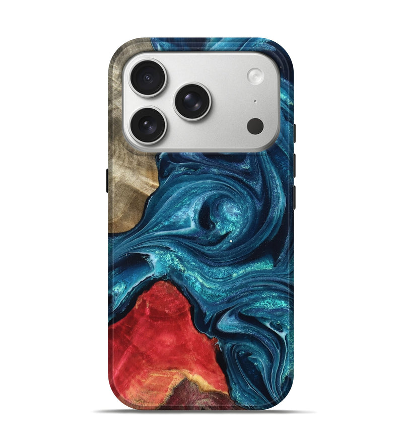 iPhone 17 Pro Wood Live Edge Phone Case - Easton (Blue, 819990)