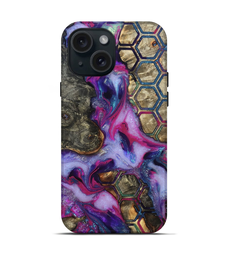 iPhone 15 Wood Live Edge Phone Case - Marvel (Pattern, 819992)