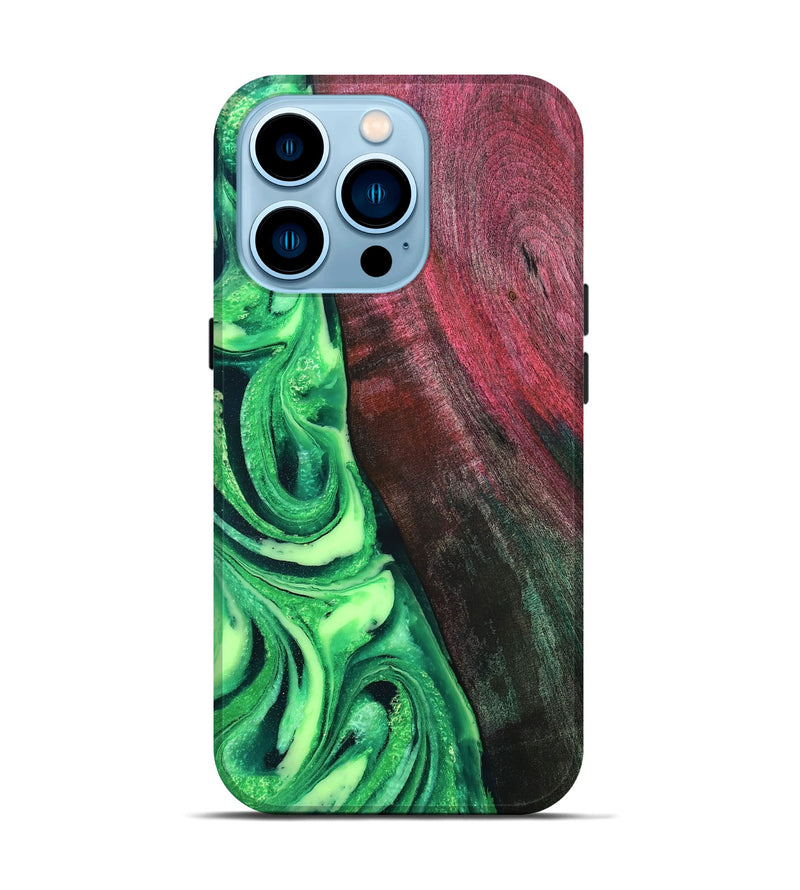 iPhone 14 Pro Wood Live Edge Phone Case - Dorla (Green, 819995)