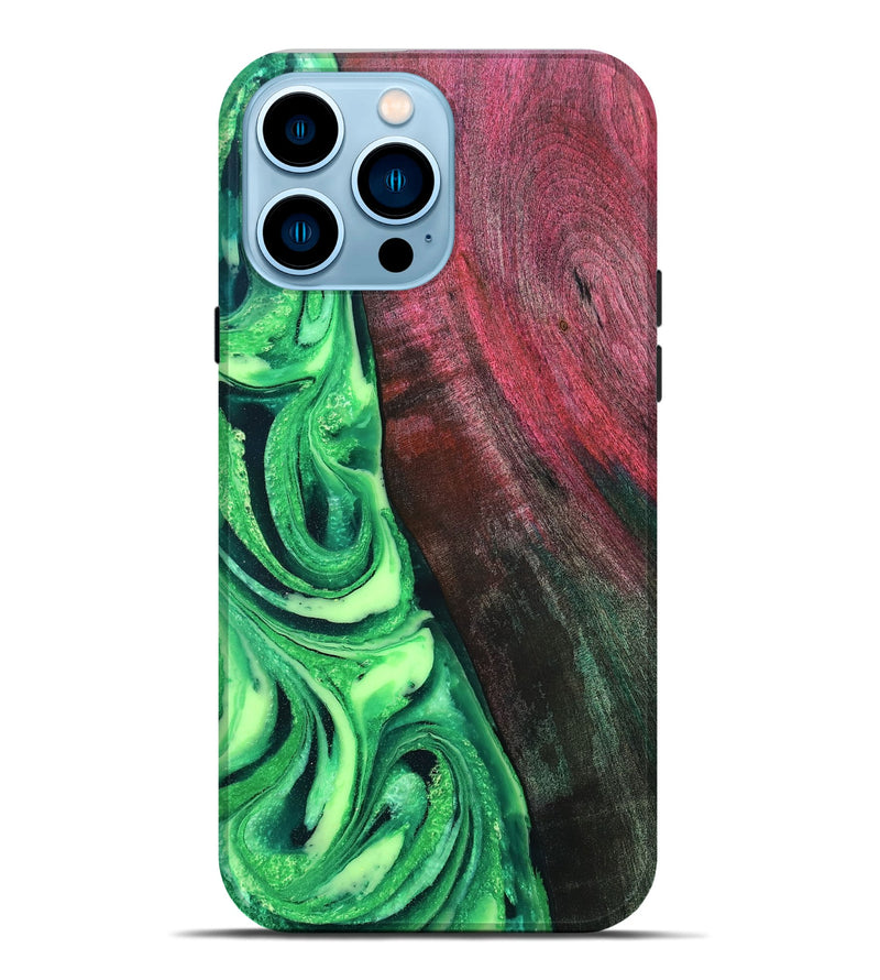 iPhone 14 Pro Max Wood Live Edge Phone Case - Dorla (Green, 819995)