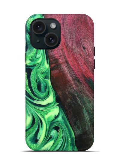 iPhone 15 Wood Live Edge Phone Case - Dorla (Green, 819995)