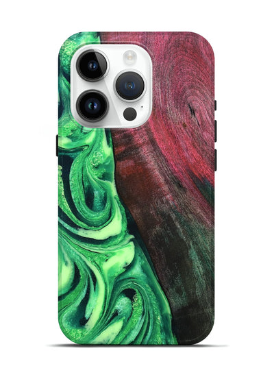 iPhone 15 Pro Wood Live Edge Phone Case - Dorla (Green, 819995)