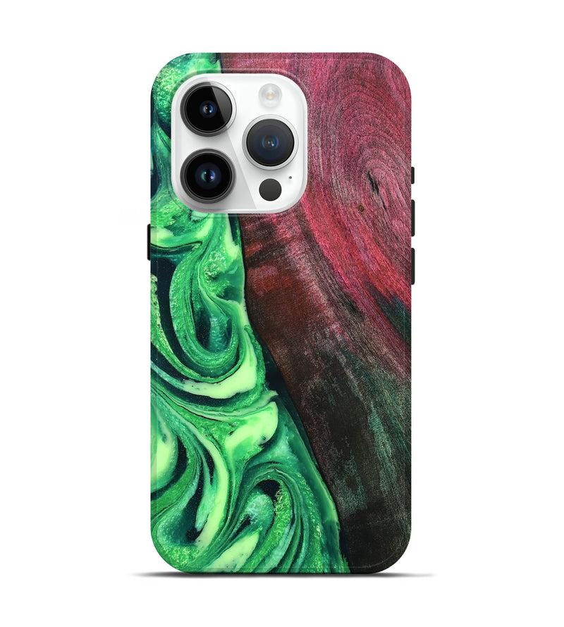 iPhone 15 Pro Wood Live Edge Phone Case - Dorla (Green, 819995)