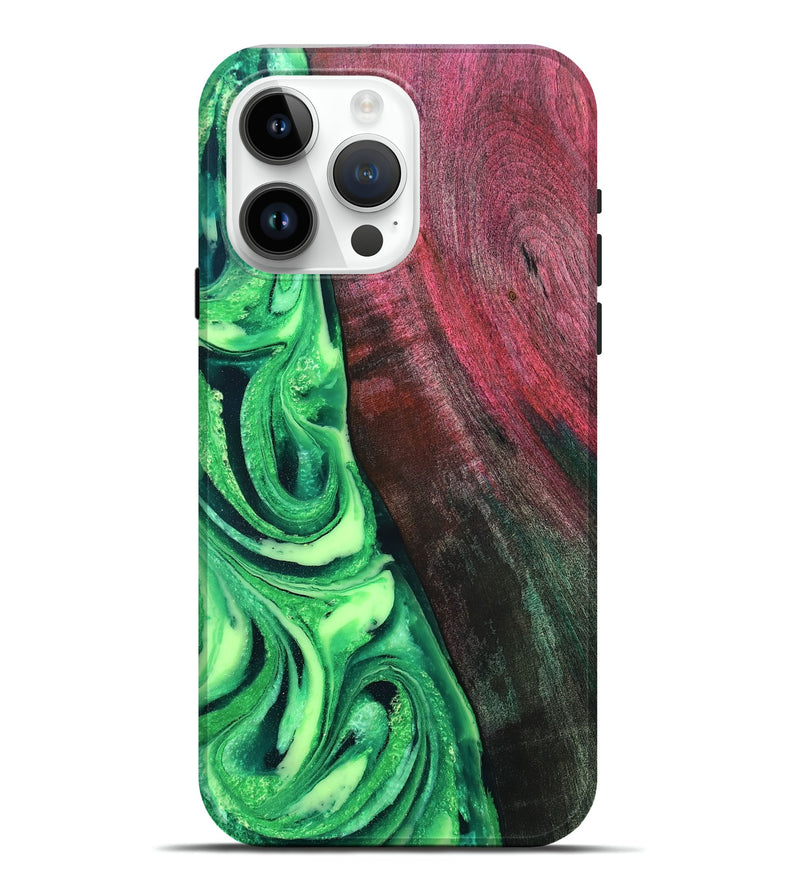 iPhone 15 Pro Max Wood Live Edge Phone Case - Dorla (Green, 819995)