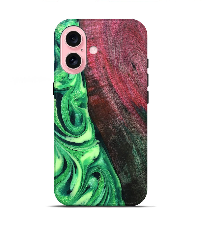 iPhone 16 Wood Live Edge Phone Case - Dorla (Green, 819995)