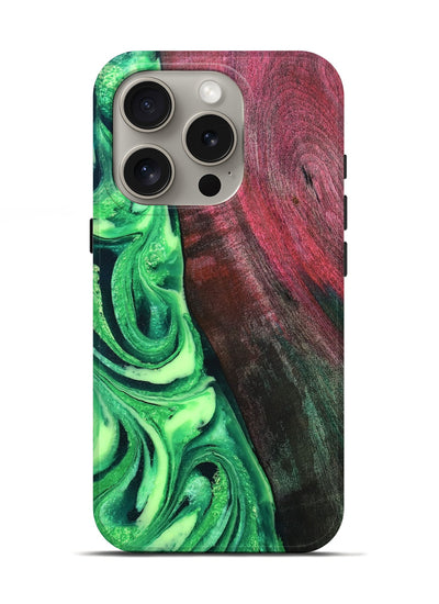iPhone 16 Pro Wood Live Edge Phone Case - Dorla (Green, 819995)