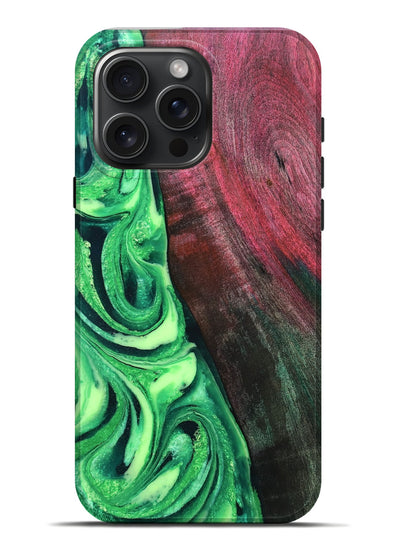 iPhone 16 Pro Max Wood Live Edge Phone Case - Dorla (Green, 819995)